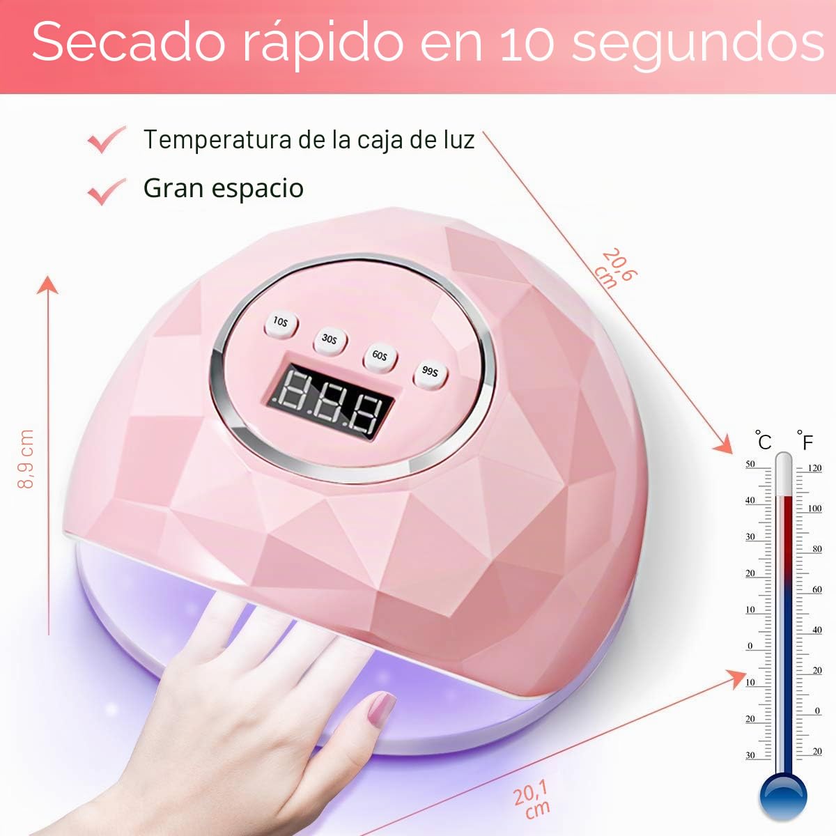 Janolia Lámpara Secador de Uñas, de Acrilonitrilo butadieno estireno, Rosado, 86W LED UV, 4 Ajuste de Temporizadores, para Esmalte con Sensor Automático y Protección Contra Sobretemperatura