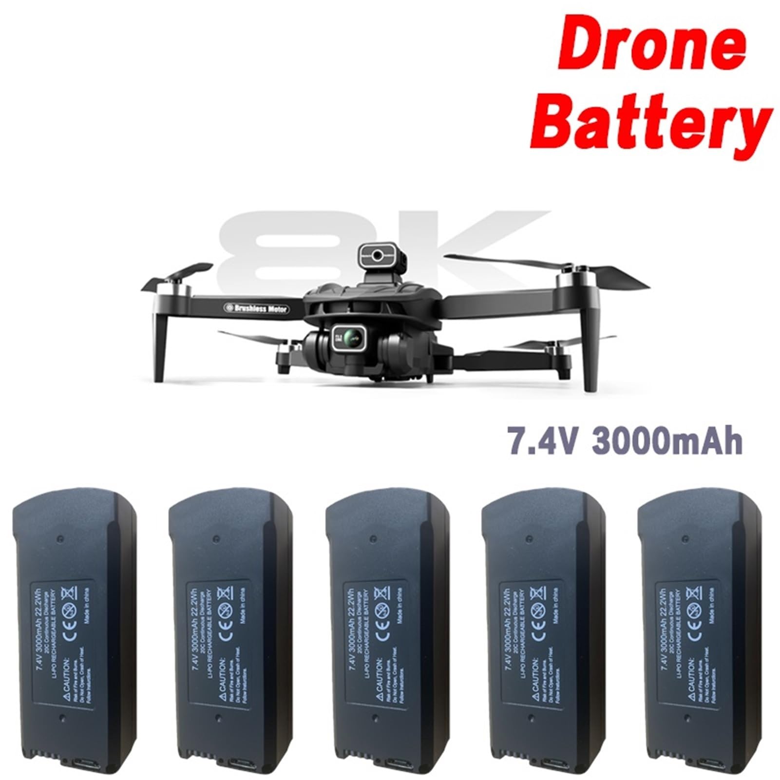 Batteria da 7,4 V 3000 mAh, compatibile con drone GPS V168 8K/quadricottero RC, batteria di ricambio for V168 Pro Max, accessori for ricambi drone(GPS 7.4V 3000mAh 2B)