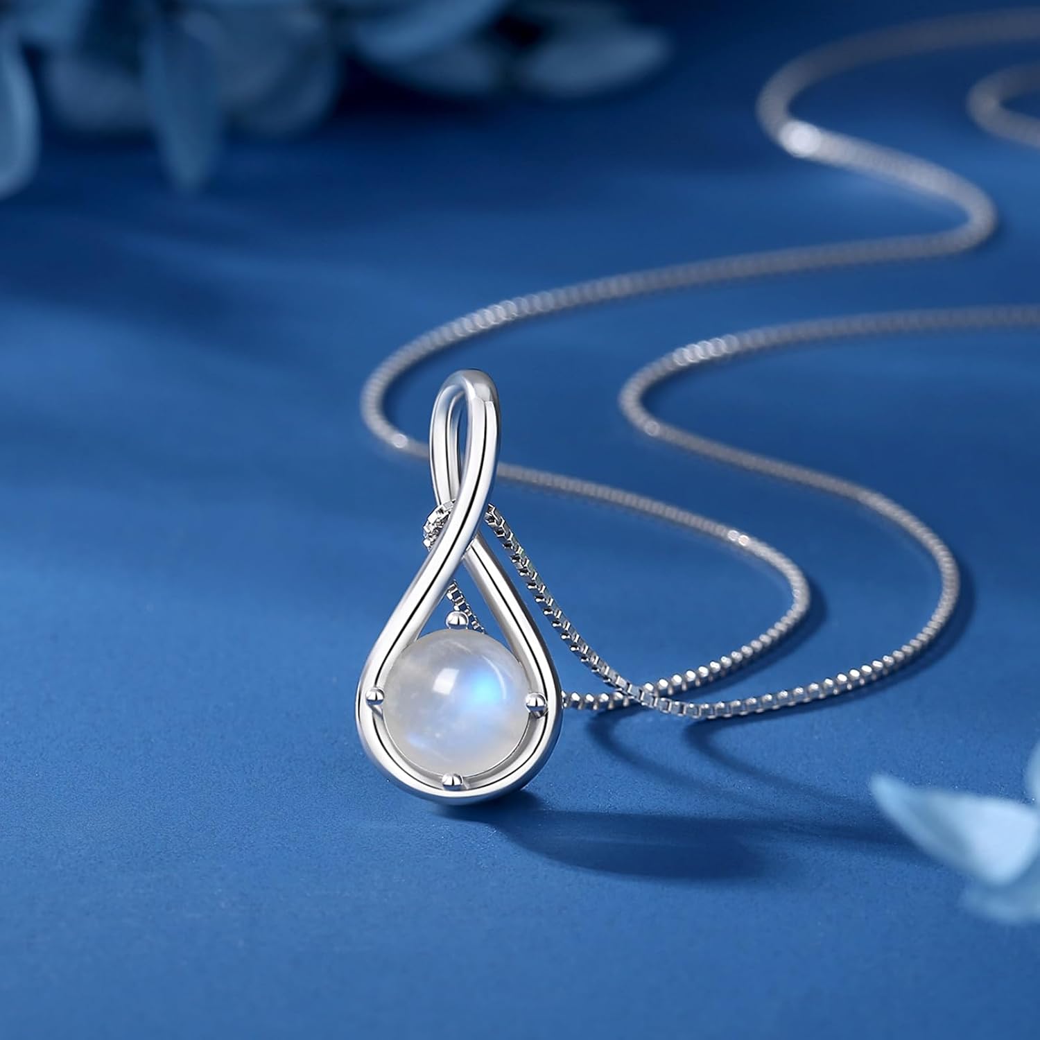 Birthstone Necklaces for Women, 925 Sterling Silver Infinity Pendant Necklace Box Chain 18"+2" Jewelry Gifts for Anniversary Birthday Christmas Mothers Day