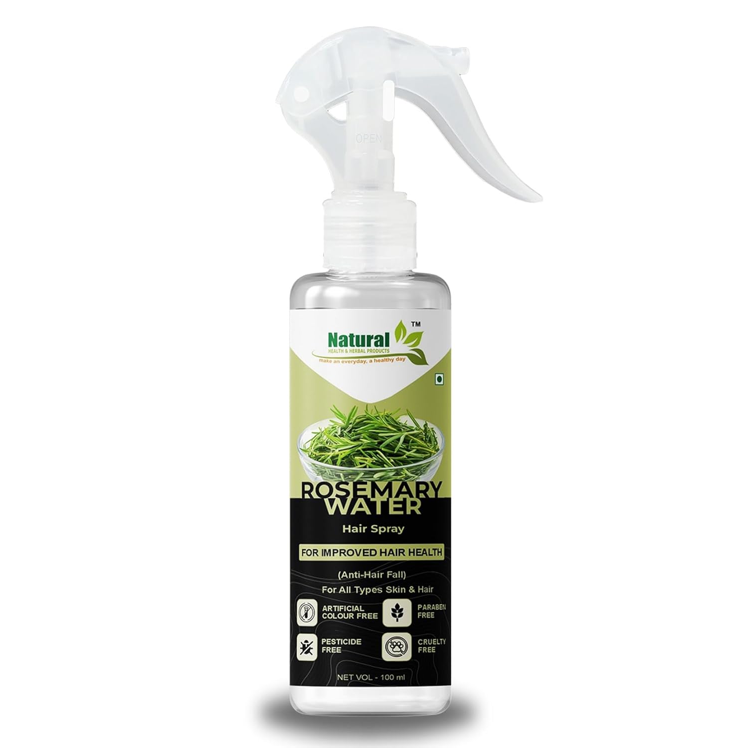 Botanical Rosemary Water Hair Tonic to Revitalize Scalp, Strengthen Roots and Improve Hair Softness, Helps Control Excess Oil and Dryness, Free from Parabens, Silicones and Artificial Colors 100ml