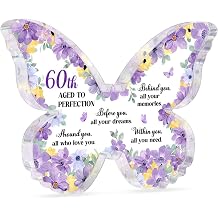 60th Birthday Gifts for Women Butterfly Acrylic Plaque 60 Year Old Birthday Gifts for Mom Grandma Aunt Sister Wife Best Friends Inspirational 60th Birthday Decor