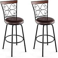 Vista 10 de COSTWAY Taburetes de bar para isla de cocina, taburetes de bar giratorios de altura de asiento ajustable de 24/30 pulgadas, asiento acolchado