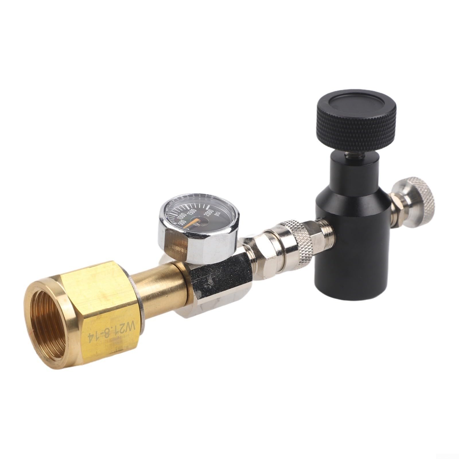 Adattatore di ricarica per bombole di soda W21.8-14 Connettore con filettatura TR21x4 per erogatori di acqua frizzante a sgancio rapido in acciaio inossidabile rame per gas esterno