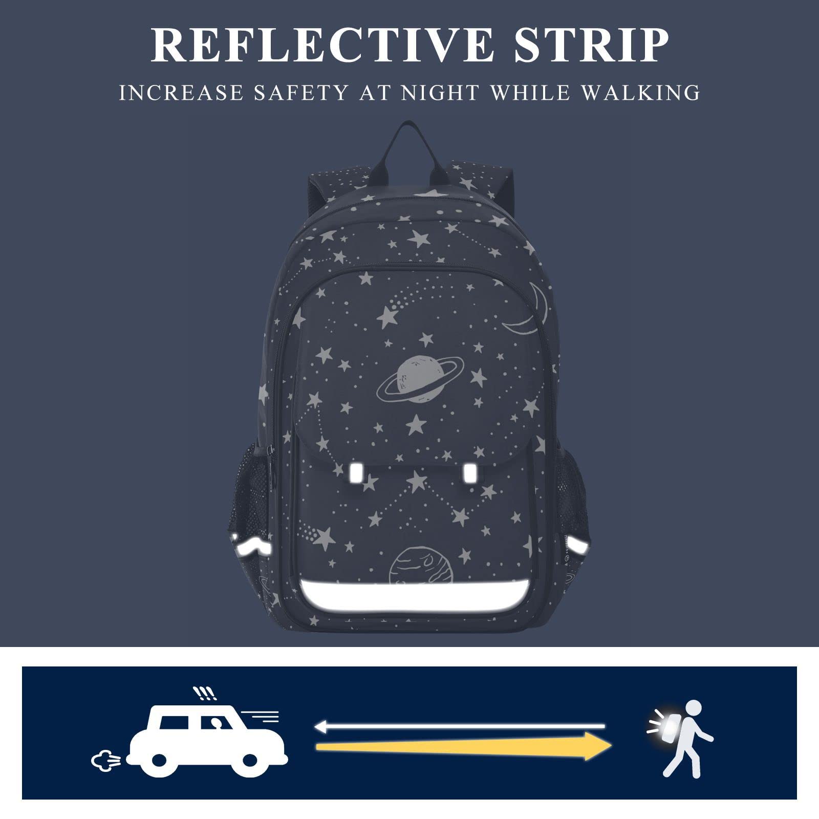 Grand sac d'école pour garçons et filles, motif galaxie planètes, comètes, constellations, étoiles, maternelle, primaire, université, léger, résistant à l'eau., Couleur 1, taille unique