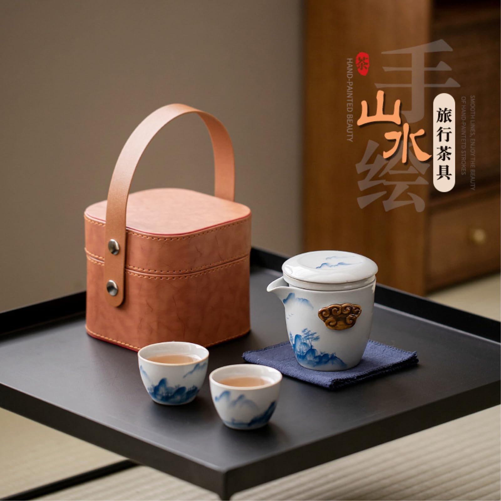 Té con filtro de cerámica, una olla de dos tazas para el hogar, exquisita personalidad y paisaje práctico