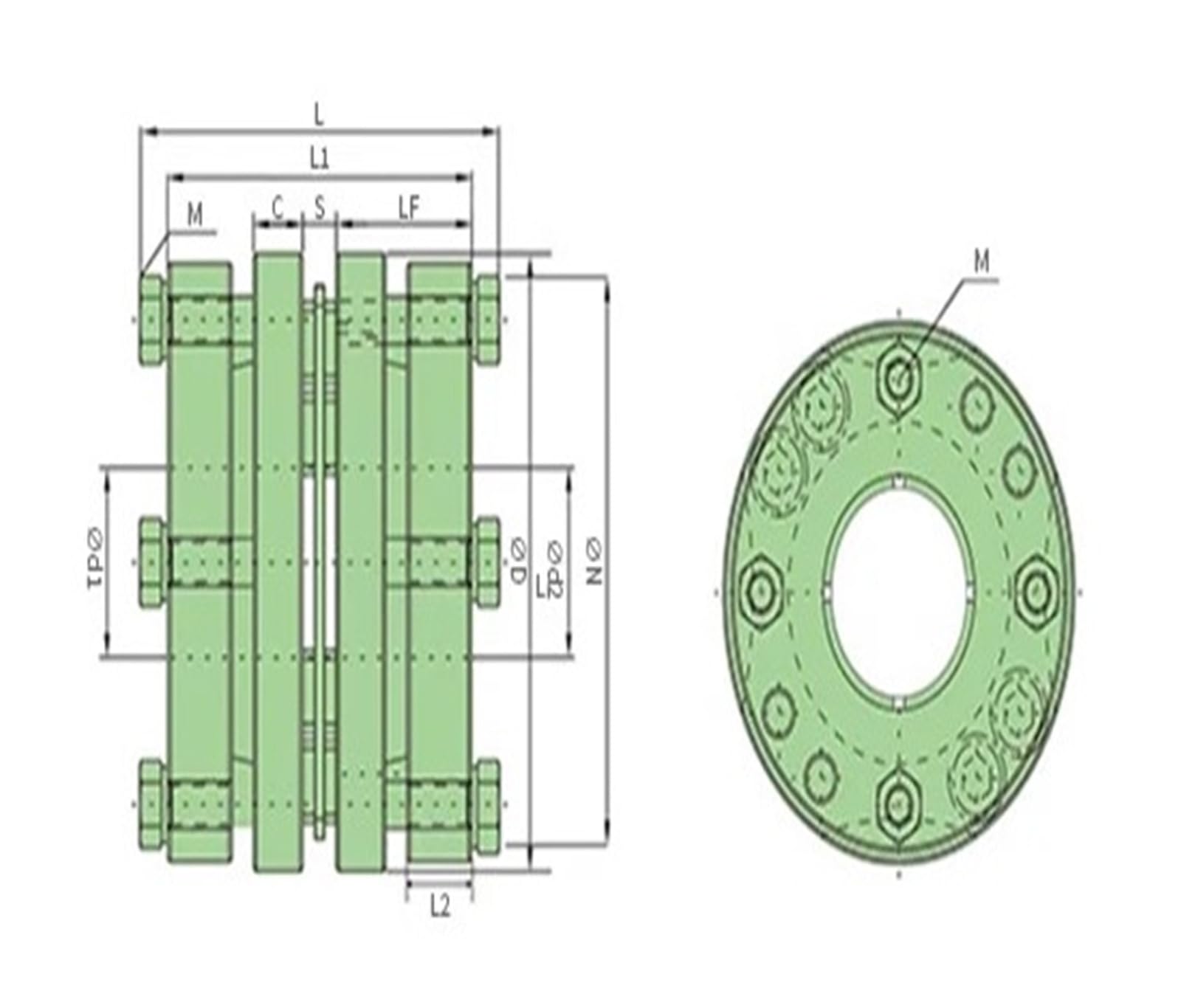 Giunto a manicotto di espansione a membrana 45# Giunto for mandrino a coppia elevata in acciaio CSZ-70X64(CSZ-70X64-15x20)