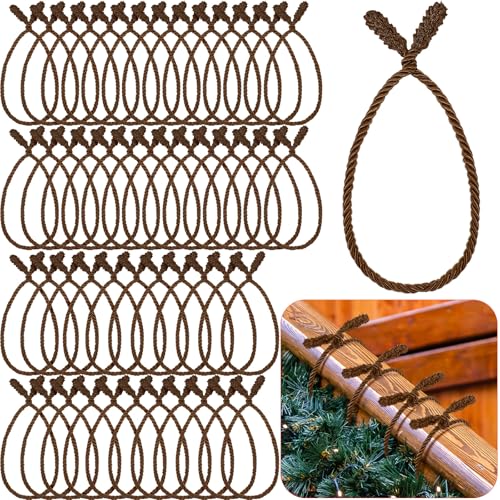 Zhengmy 50 Pcs 20 Inches Christmas Garland Ties Christmas Decorative Twist Ties for Banister Reusable and Flexible Twist for Xmas Home Decorations Holiday Craft Wrapping (Brown)