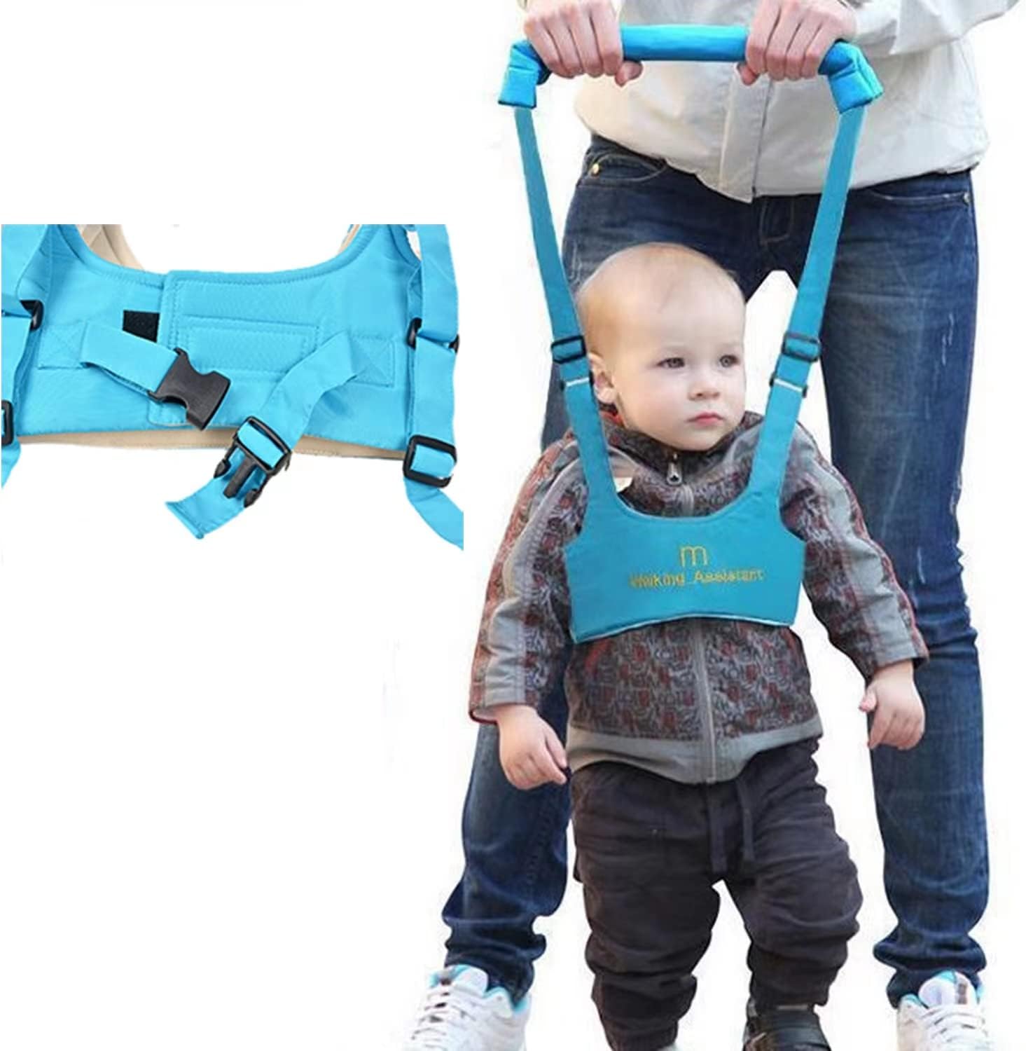 Adjustable Baby Walking Harness Toddler Walking Harness Assistant Belt for Learning Walk- Easy-to-Wear Kids Walker Helper Walking Learning Helper for Boys Girls(Blue)