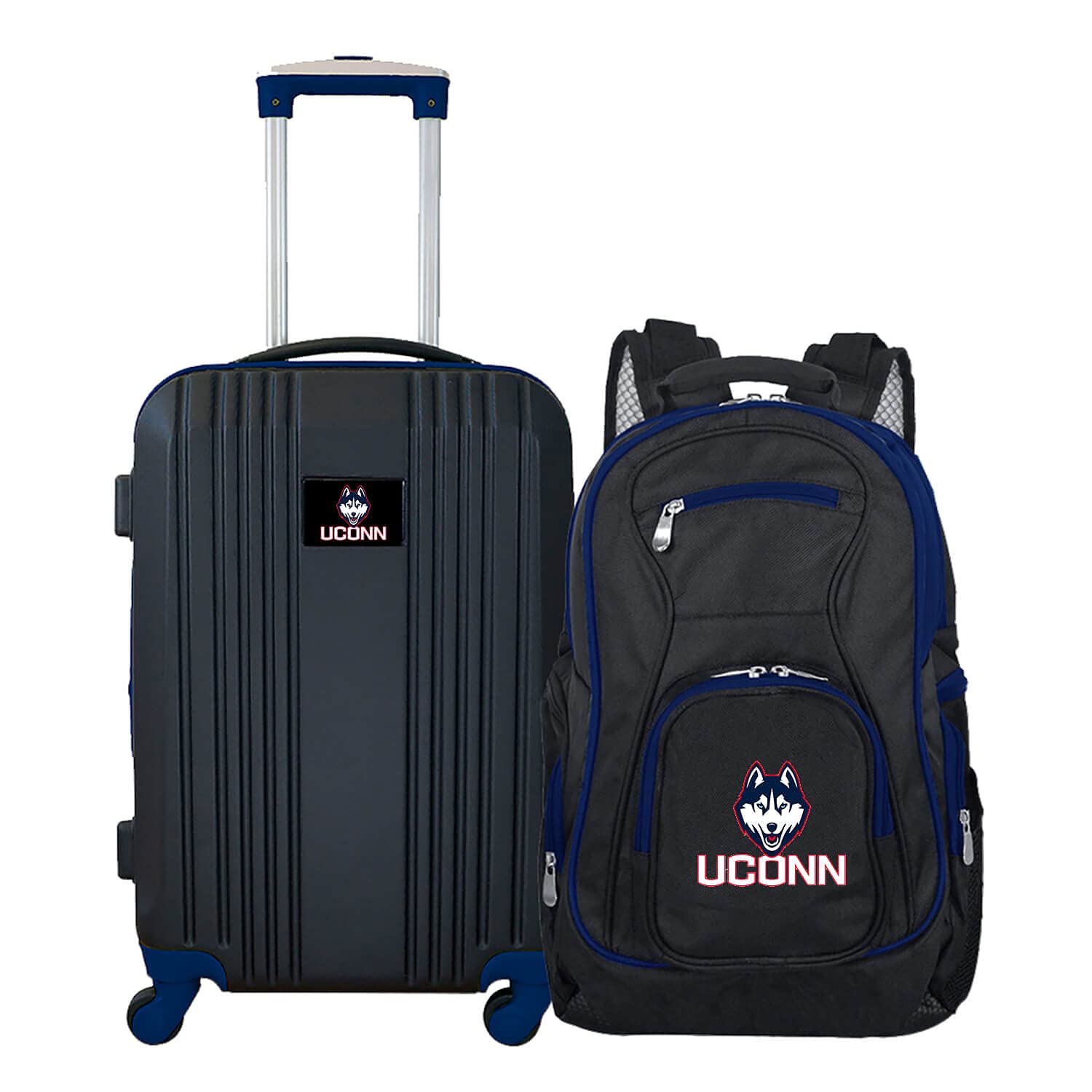 Denco University of Connecticut Huskies 2-Piece Luggage Set, Includes 21-inch Two-Tone Hardcase Spinner and 19