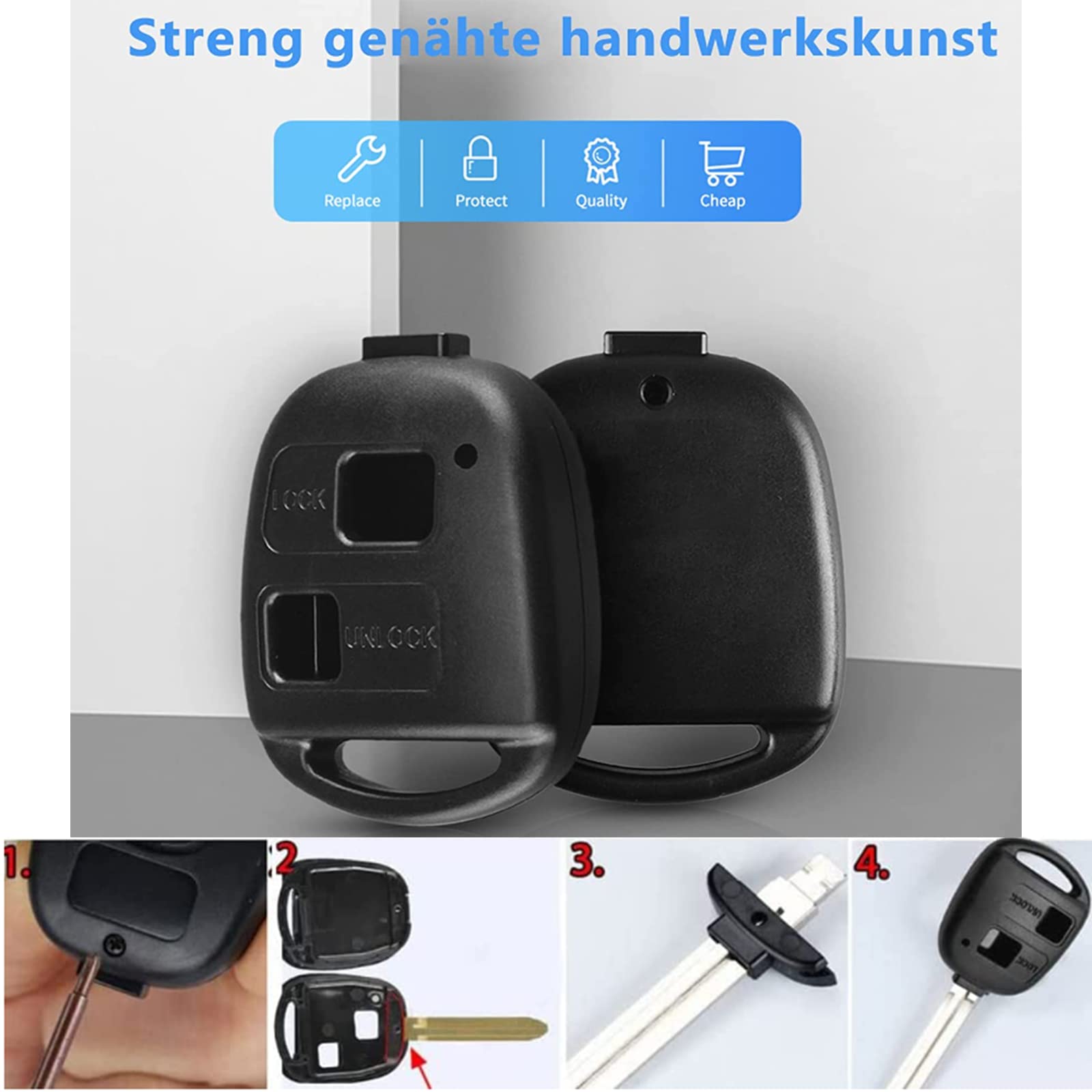 Tastierino Gomma Di Ricambio Per Telecomando Auto Avensis (3 Pulsanti) - Nero - 3
