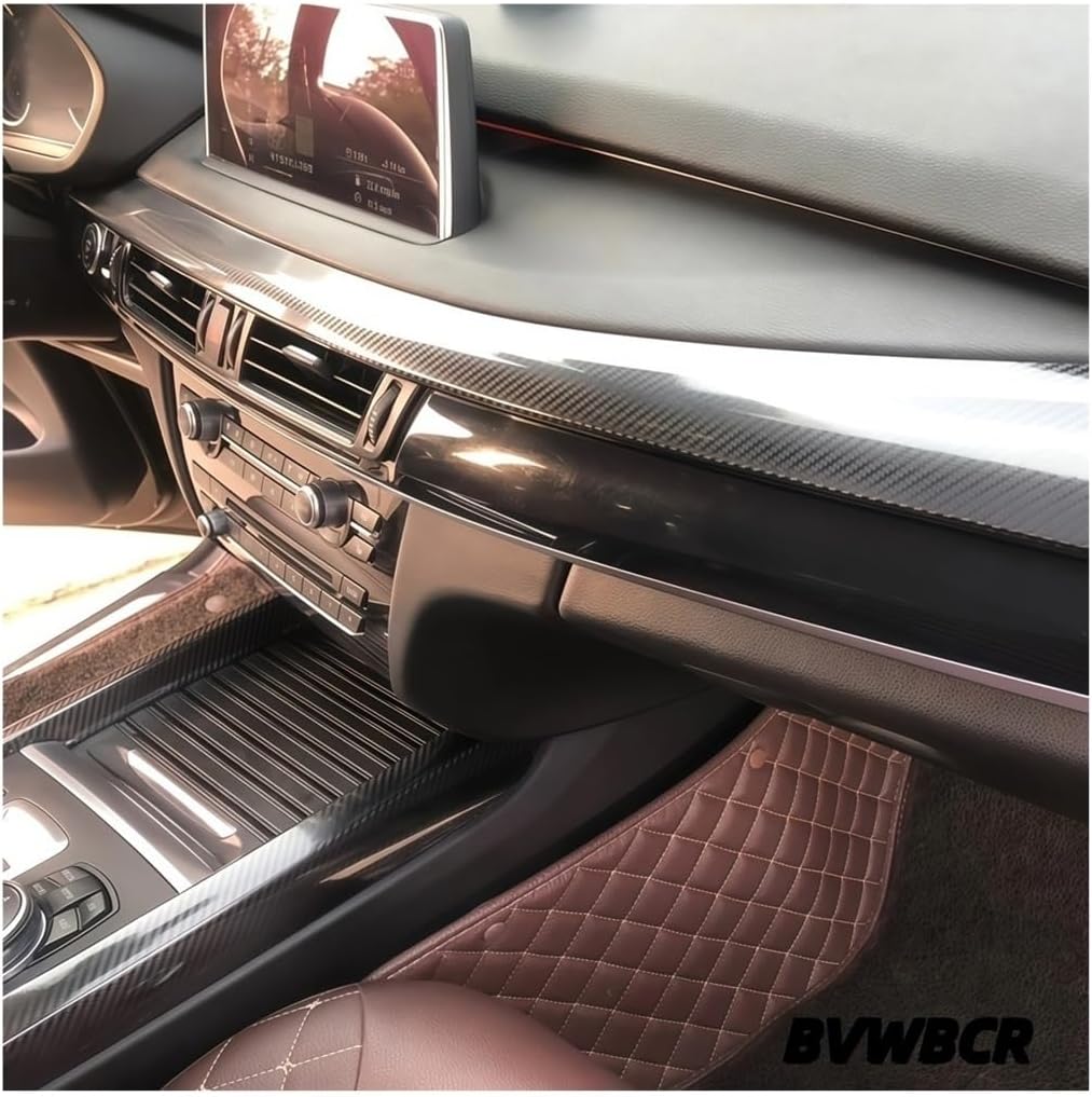 Carbon Fiber Compatible for BMW X5 F15 2014-2018 2019-2024 4-Door Car Film Interior Stickers Center Console Gear Dashboard Lift Panel(5D CF Black,LHD)