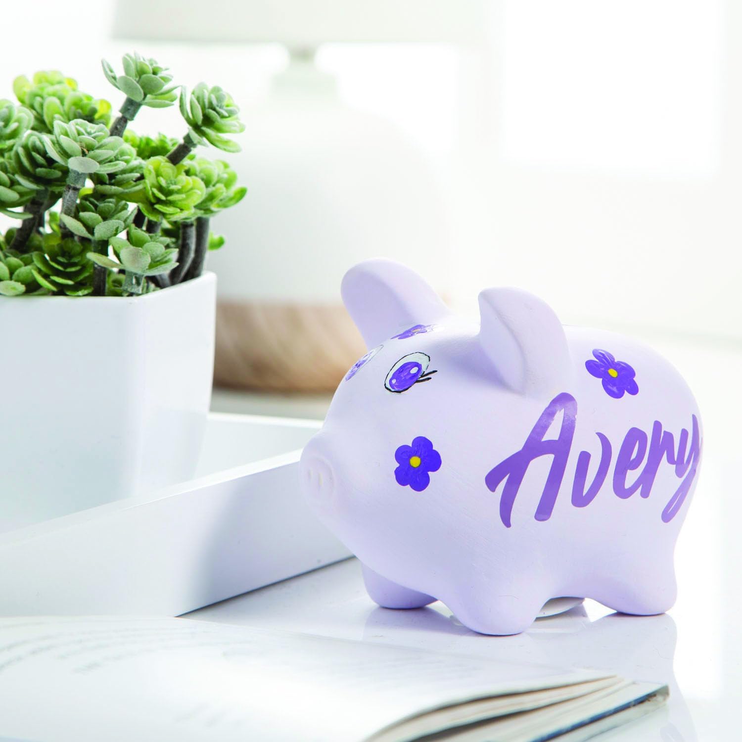 Fun Express Ceramic Piggy Banks for Kids 12 Pack - DIY Paint Your Own Coin Bank Set | Unglazed White 4x3 inch Savings Banks for Girls & Boys | Arts & Crafts Kit for School, Birthday Parties & Home