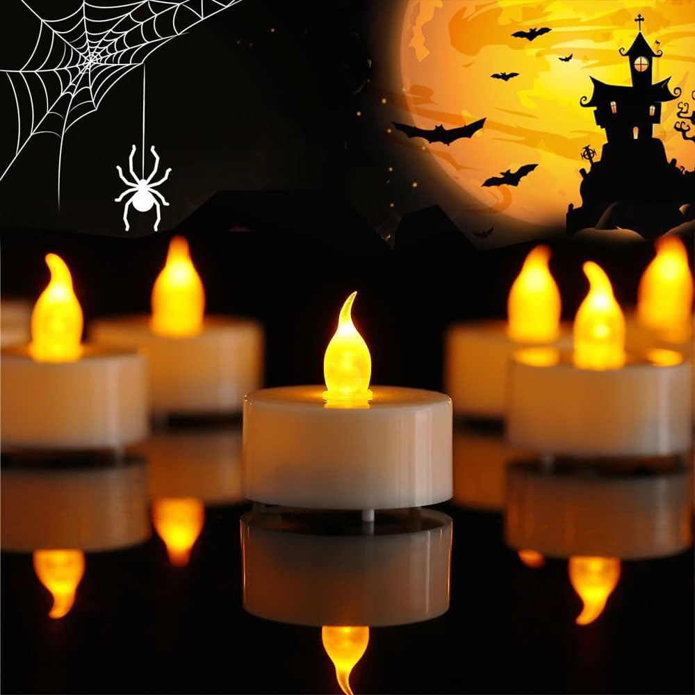 12 Stück Led Teelichter- Led Kerzen flackernde flamme，realistische elektrische flackernde batteriebetriebene kerzen mit warmem gelbem für Hochzeitsdekoration, Valentinstag, Halloween, Weihnachten