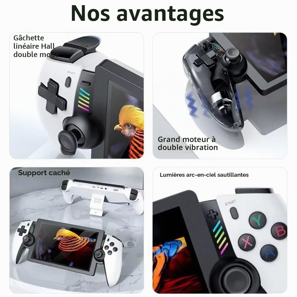 M28 Console de jeu portable rétro, grand écran LCD HD de 18 cm, système EmuELEC intégré, plus de 30 émulateurs et plus de 20 000 jeux, batterie de 4000 mAh, lecteur de jeu vidéo portable pour enfants