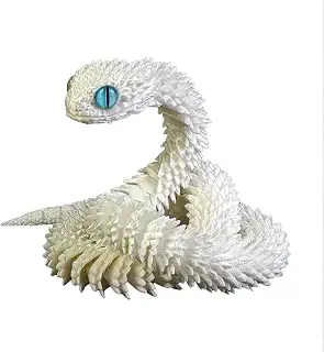 3D プリント ヘビおもちゃ 関節可動 シミュレーション動物 大人子供兼用 巳年グッズ 贈り物プレゼント 組立玩具 (白-30cm)