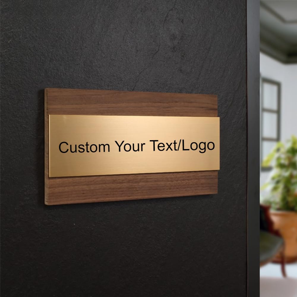 Letrero de madera personalizado para puerta – Placa personalizada de oficina o estudio en casa – Placa de identificación premium o letrero de número de casa para negocios, entrada o uso en la pared