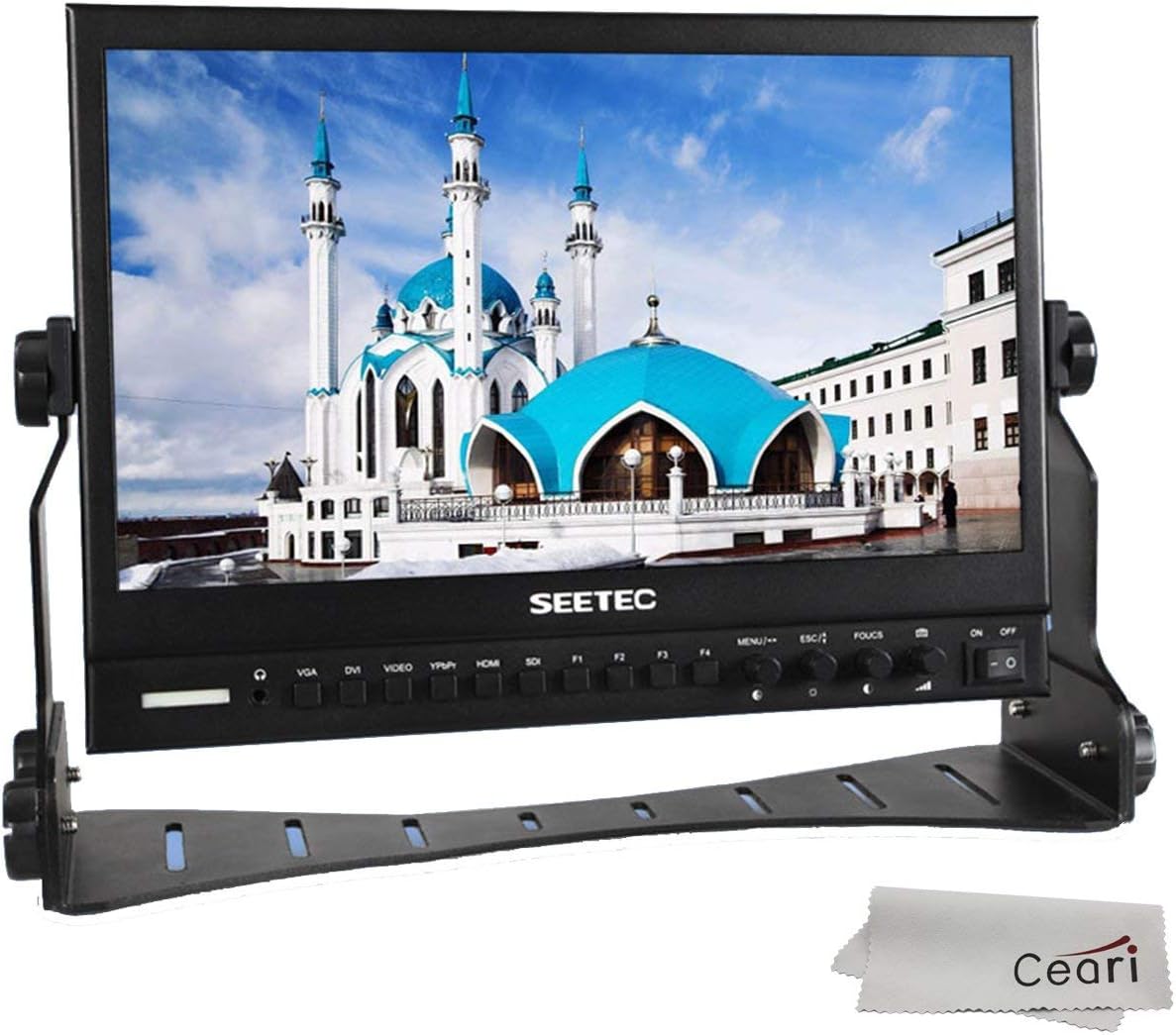 SEETEC P133-9HSD 13.3" IPS 1920x1080 Aluminum Pro Broadcast LCD Monitor with Peaking Focus Assist Check Field 3G-SDI HDMI AV YPbPr DVI-I Video Audio Inputs with Microfiber Cloth