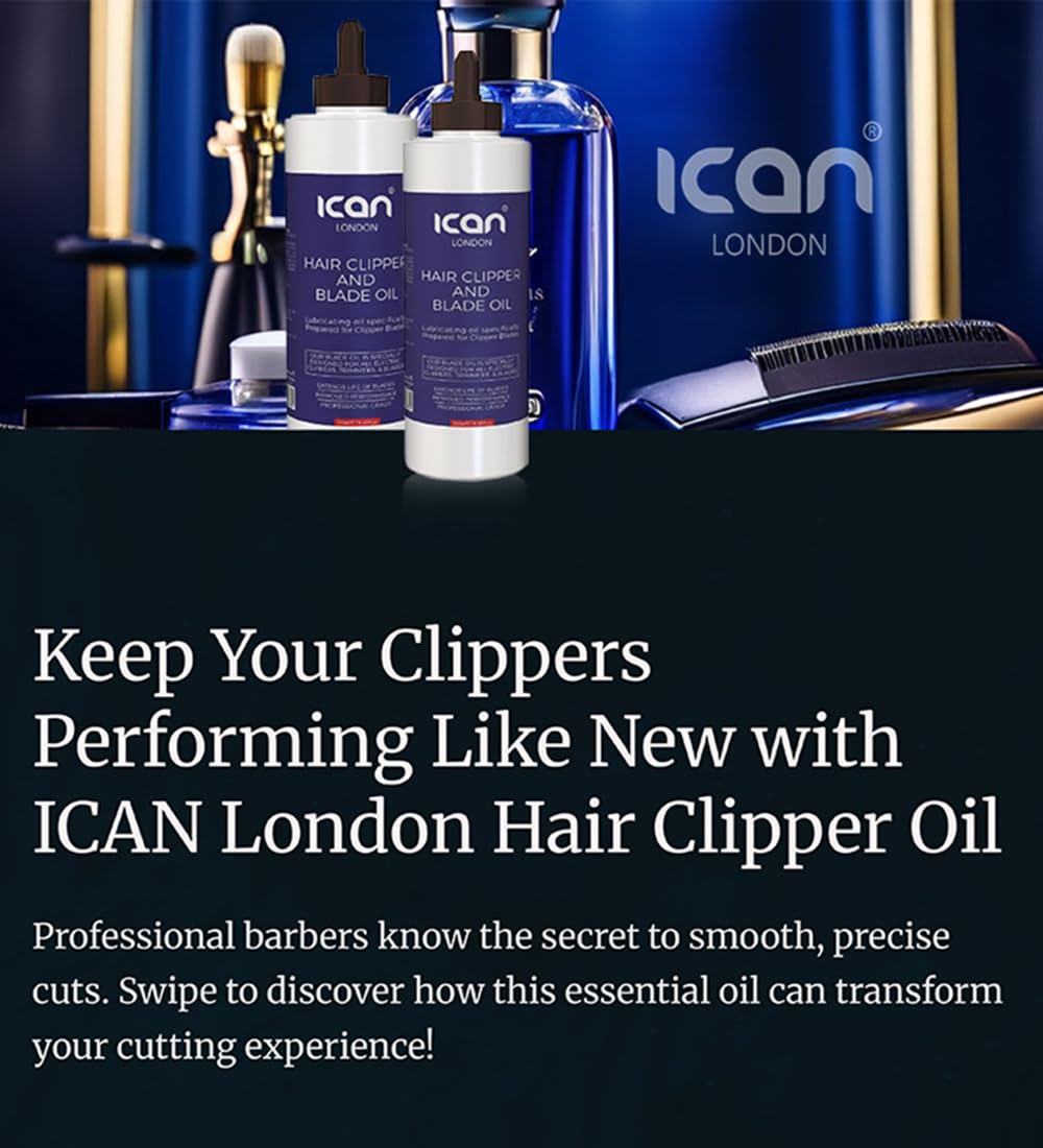 ican London Hair Clipper Oil, Blade Oil 250ml, Clear - Image 3