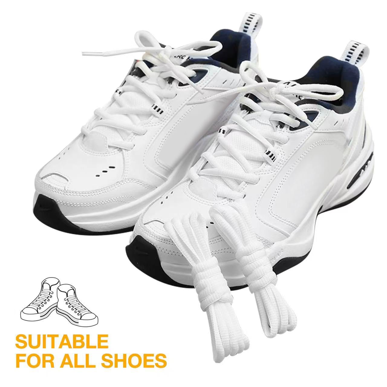 2 pary sznurowadeł klasy premium, białe, odporne na rozerwanie sznurowadła [6 mm szerokości], białe sznurowadła 100 cm, zapasowe Shoelaces do sneakersów, butów sportowych, butów do biegania,