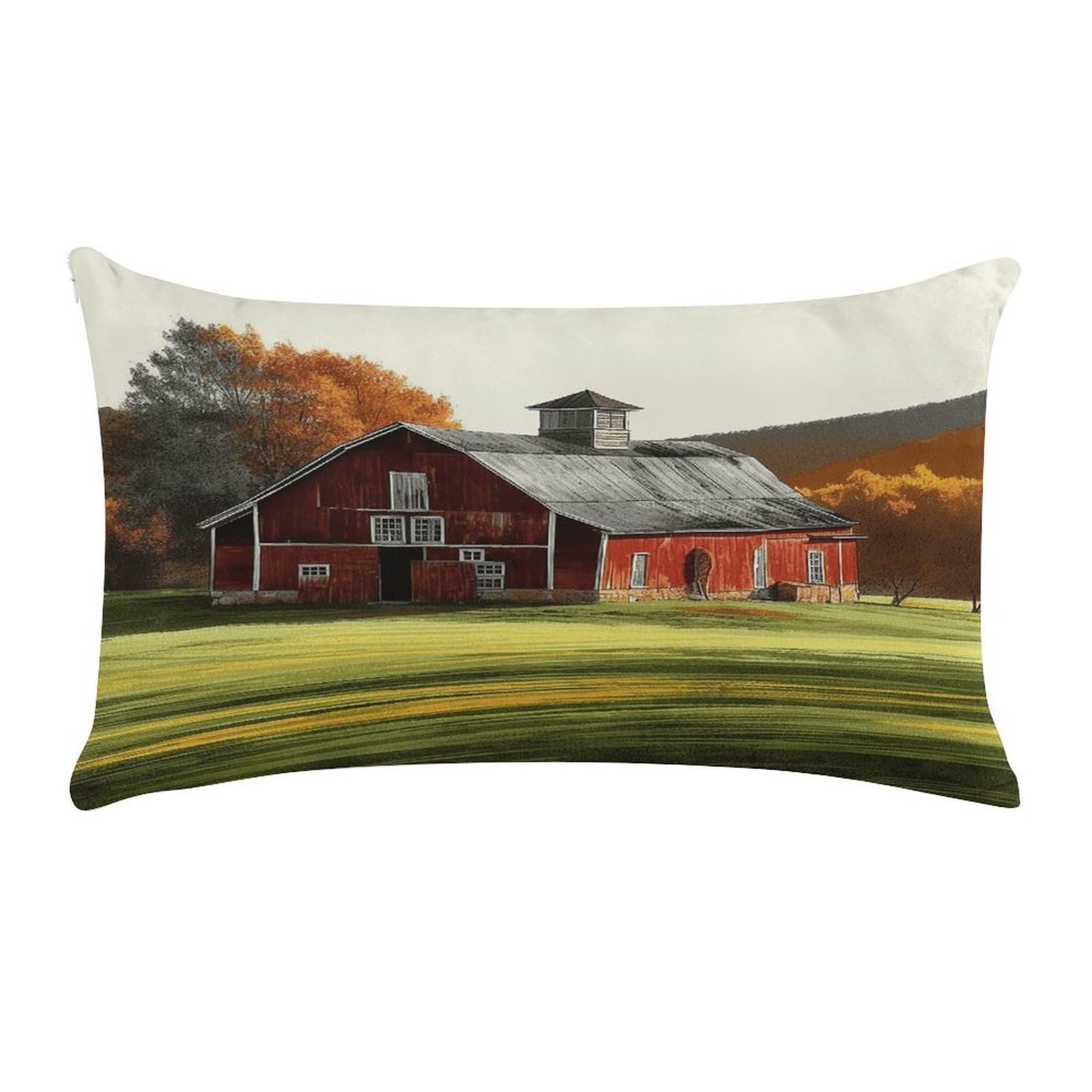 VstaDank Barn Throw Pillow Cover Rectangular Lumbar Throw Pillow Case Soft Farmhouse Accent Decorative Cushion Cases Short Plush Pillowcase with Zipper 12 X 20 Inch