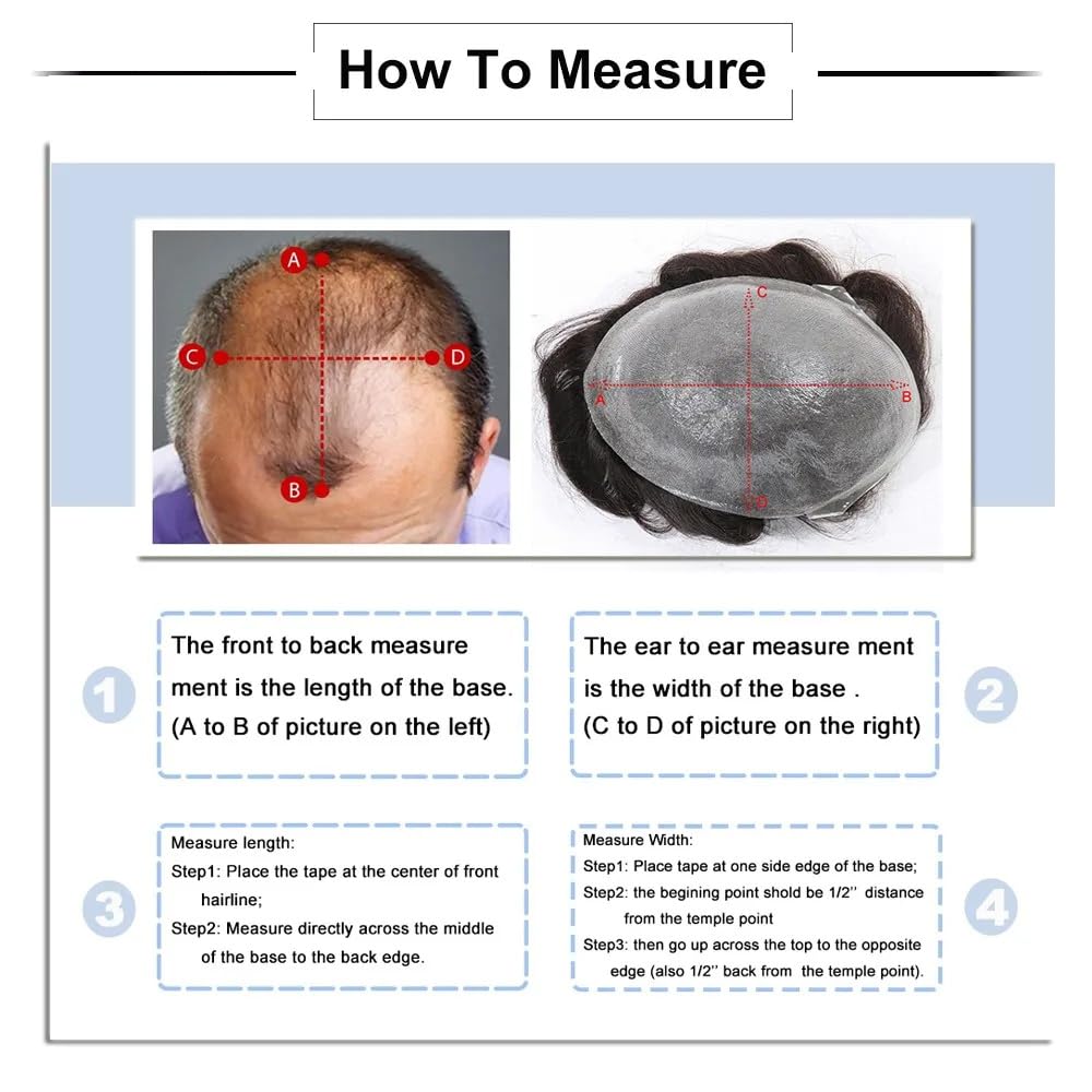 Toupee for Men Lace+PU Base Real European Human Hair Pieces for Mens Hair Prosthesis Patch Units Hair Replacement System for Men (8x10)