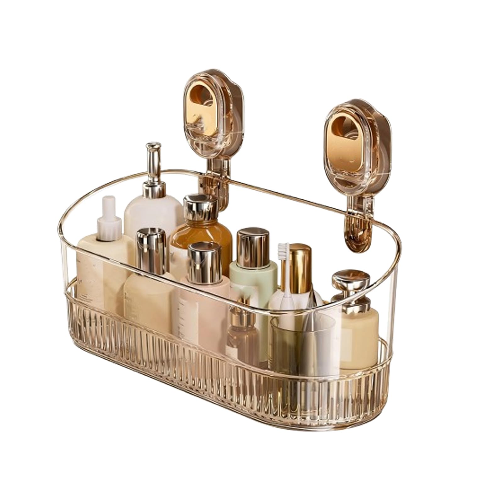 No-Drill Bathroom Suction Storage Box Large Capacity Strong Load-Bearing Hanging Shower Caddy Suction Cups Heavy Duty For Bathroom