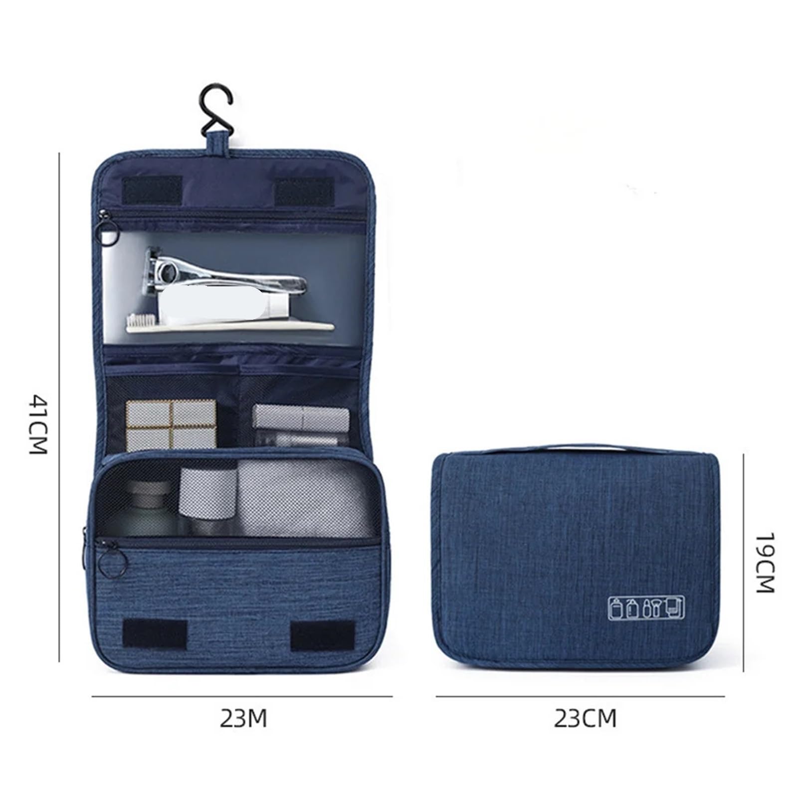 Neceser De Viaje Neceser portátil con gancho colgante impermeable for mujer, bolsa de almacenamiento de cosméticos for baño, estuche de maquillaje de viaje de gran capacidad for hombre Para Viajar(Bla