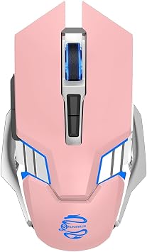 Bluetooth Wireless Gaming Mouse, RGB Rechargeable USB Wireless Mouse, Quiet Click, LED Backlit, Ergonomic, with Side Button, DPI Adjustable Computer Mice for Laptop PC MacBook Chromebook - Pink