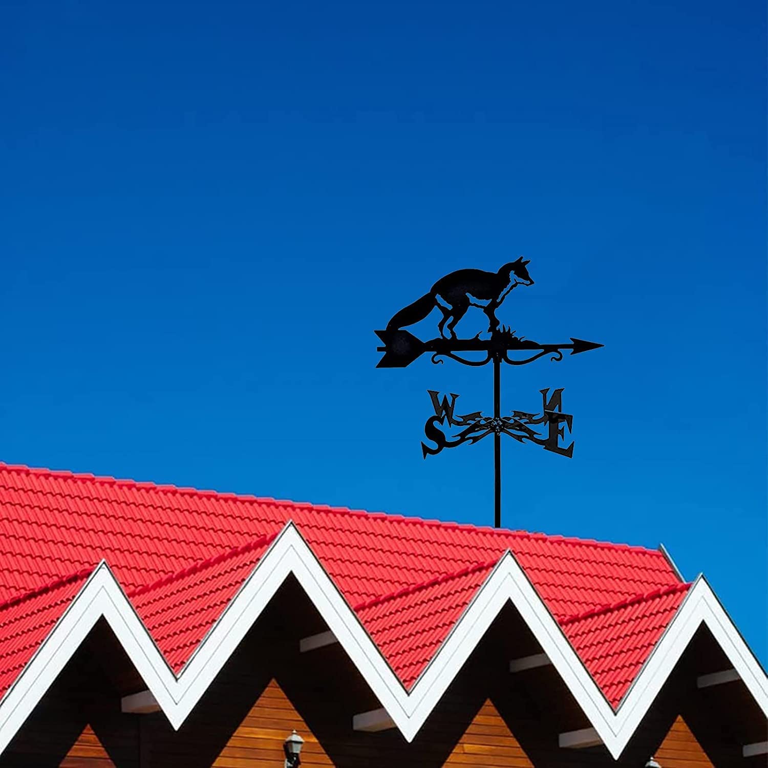 Weathervane, wiatrowskaz Narzędzie pomiarowe z sylwetką Weathervane Metalowa wiatrowskaz Wskaźnik kierunku wiatru Palnik ogrodowy ze wspornikiem montażowym Montaż na dachu podwórka Łatwy w użyciu