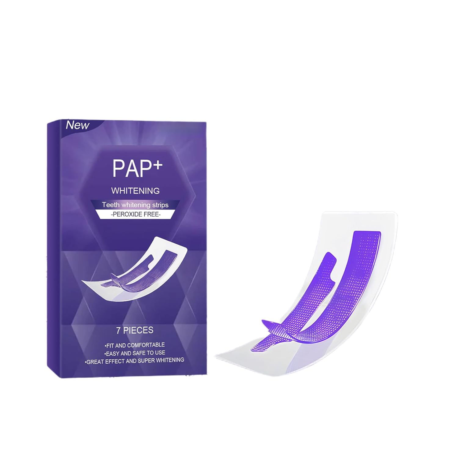 Teeth Whitening Strips Pap Purple Whitening Strips for Stain Removal Gentle Enamel-Safe Formula Fresh Breath Easy to Use