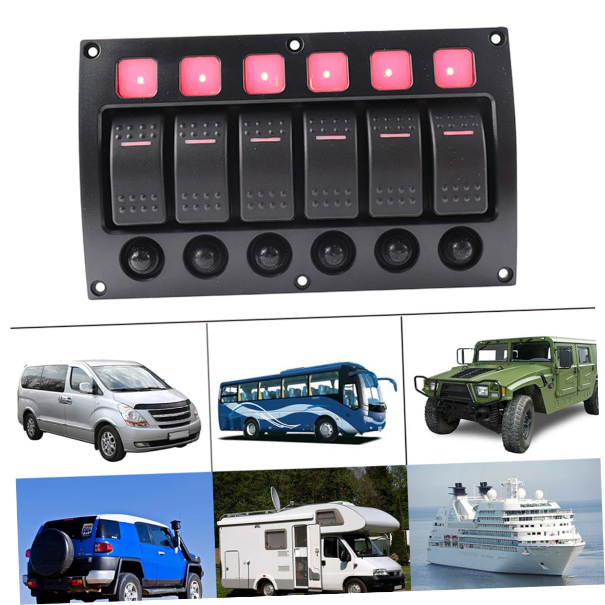 12v Boat Switch Panel Gang Led Curved Automotive Panel Boat Toggle Switches Fused for Rv Yacht Truck Bus
