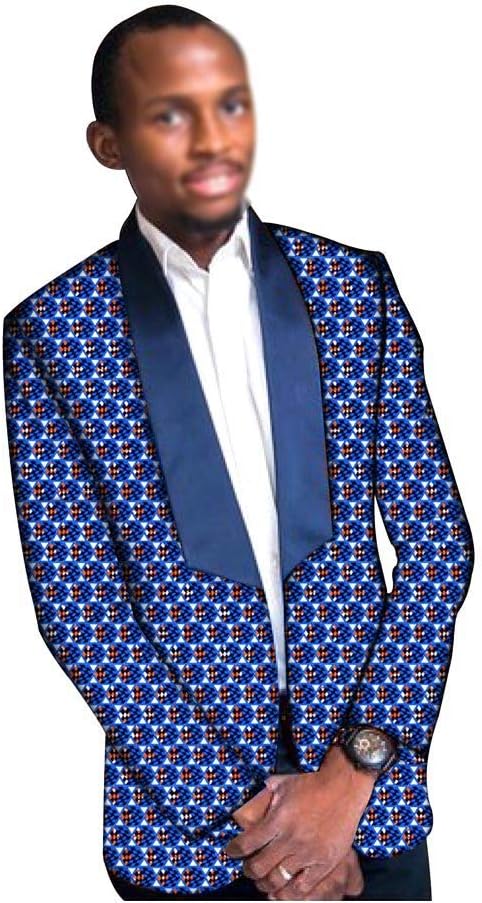 African Clothes for Men Blazer Print Jacket Dashiki Coats One Button Slim Fit Formal Outwear Dress Suit 616 5XL