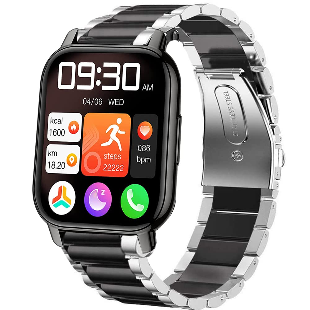 Compatible with Popglory 1.85 Smart Watch Bands, Lamshaw Stainless Steel Metal Replacement Strap Bracelet Compatible with Popglory 1.85'' P66 Smart Watch/LESHIDO Smart Watch/LESHIDO CS08 1.85" Smart