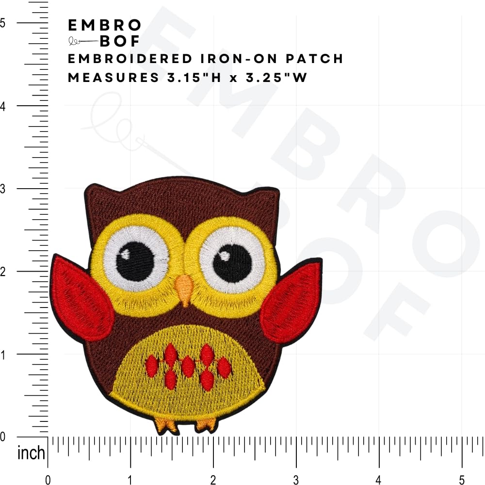 Juego de 2 bonitos parches de búho – 8 cm, parches de búho coloridos para ropa, parches bordados para planchar o coser para niños