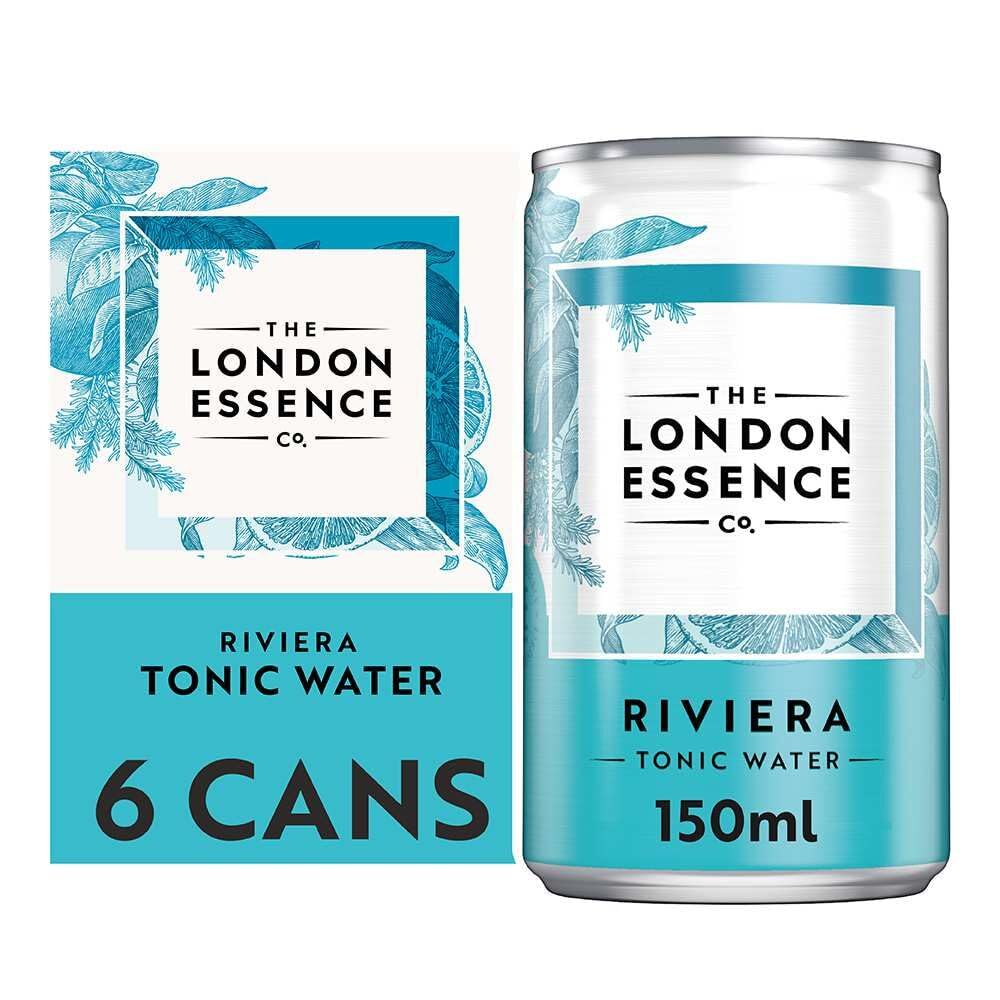 THE LONDON ESSENCE CO. Riviera Tonic, a Taste of the Med Citrus - Fragrant and Herbal, 150ml can (Pack of 6)