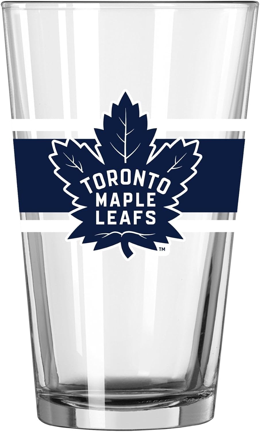 FANMATS NHL Toronto Maple Leafs 16 oz Pint Glass — 16 Fluid Ounces | Glass | Officially Licensed | Team Color Stripe