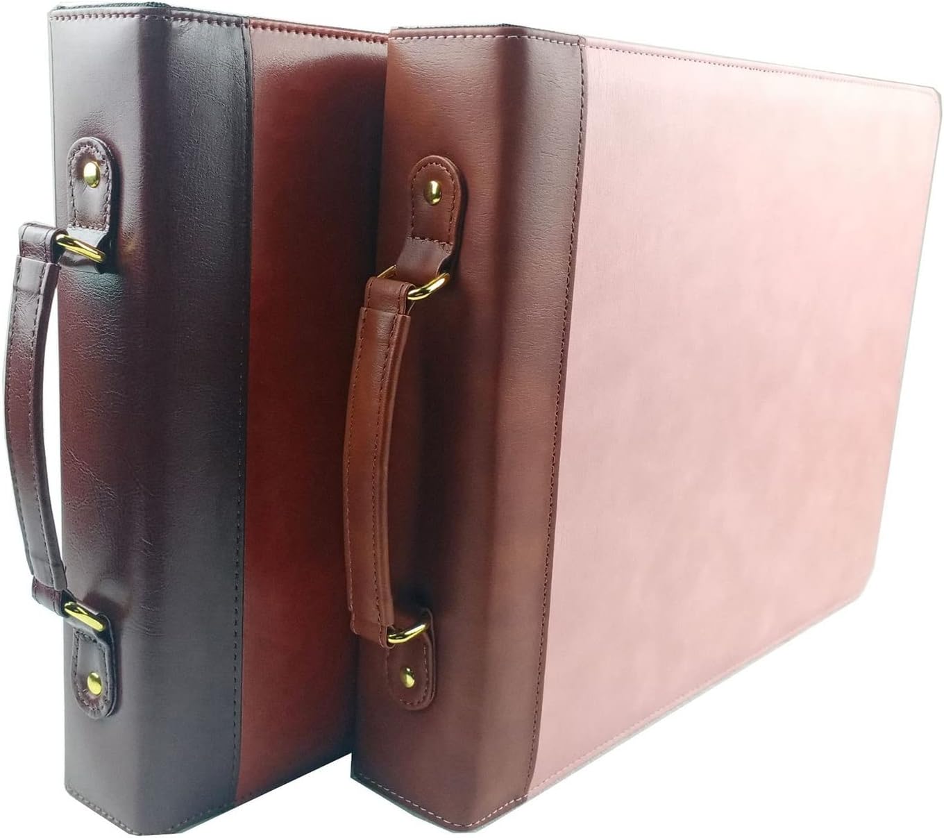 クリップボード A4 多機能バインダー レザー多機能ハンドヘルドオフィスストレージチケットバッグ 書類ホルダー (色 : ピンク,
