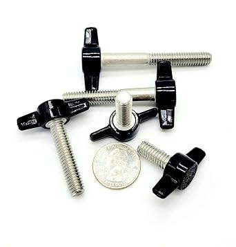 5/16 Thumb Screw T Bolts Gray Butterfly Clamping Knob Multiple Sizes Stainless (Screw Size: 2, Pack Size: 8 Bolts)