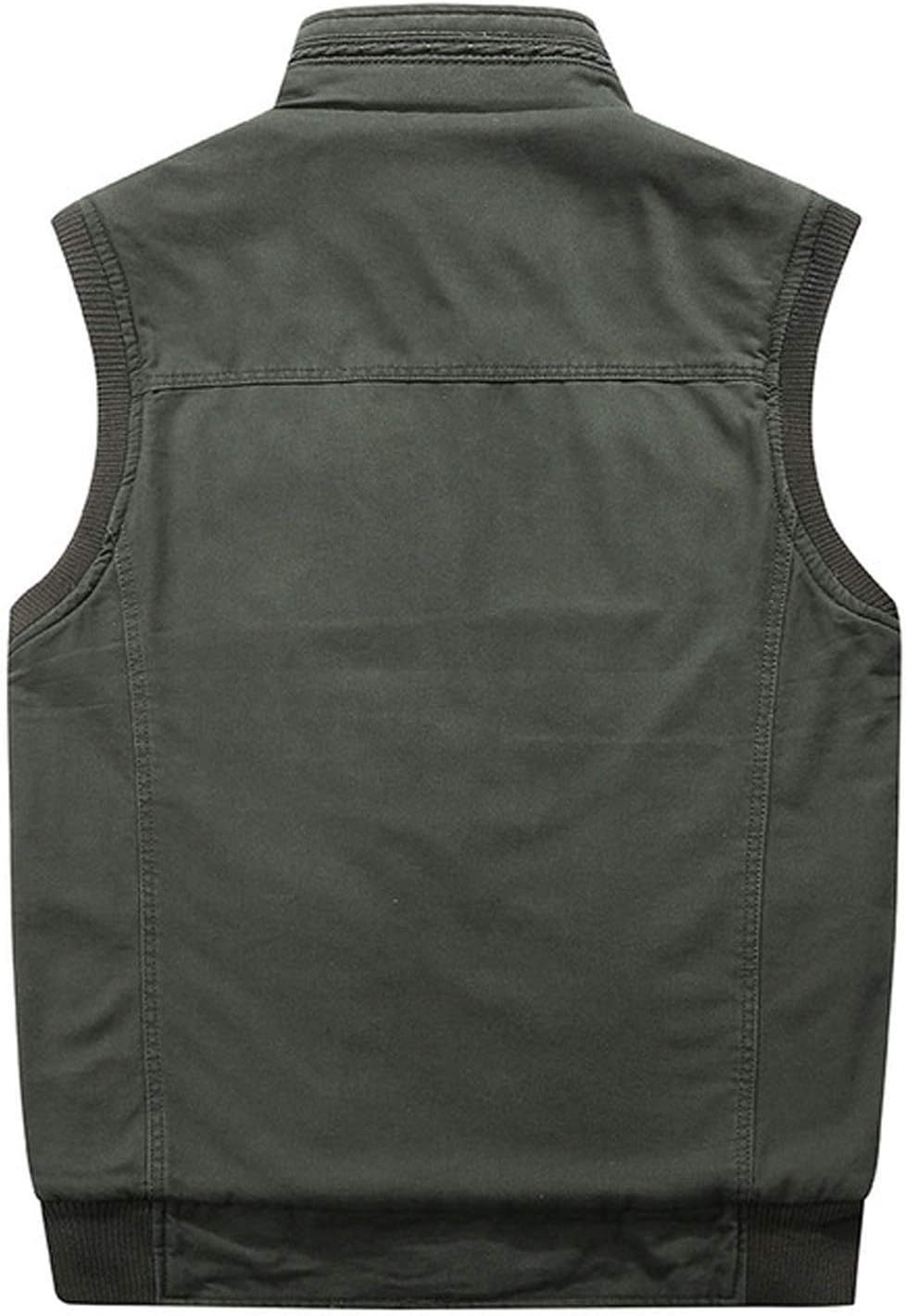 Flygo Men's Warm Fleece Padded Full Zip Up Multi-Pocket Outdoor Lightweight Vest (Medium, Army Green)