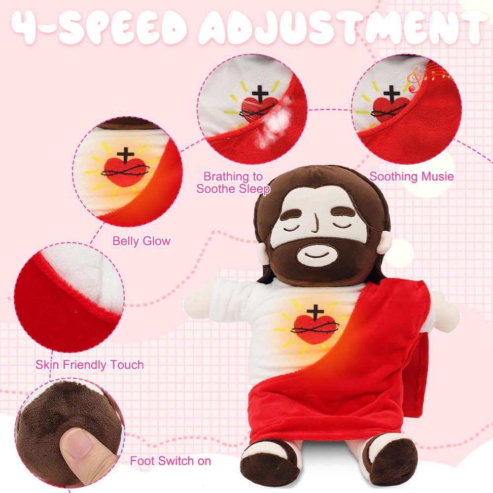 Peluche Jésus Respirant 40 cm avec Musique et Lumières
