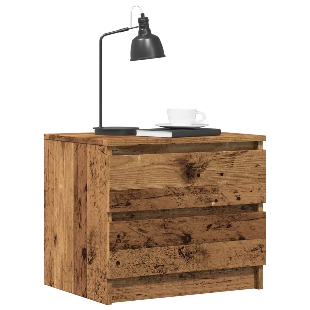 Mesitas de noche 2 piezas de estilo industrial de material a base de madera, 50 x 40 x 43,5 cm, proporcionan mucho espacio de almacenamiento y facilidad de limpieza, perfectas como mesa auxiliar