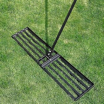 Professional Lawn Levelling Rake, 114x25cm Heavy Duty Lawn Lute & Lawn Leveller with Stainless Steel Pole, for Effortless Leveling on Garden, Golf Course, Farm, Backyard
