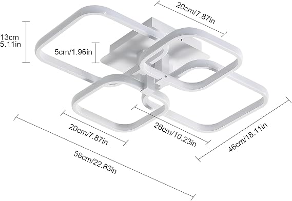 LED Chandelier Ceiling Light, 60W Modern Flush Mounted [Energy Class E]