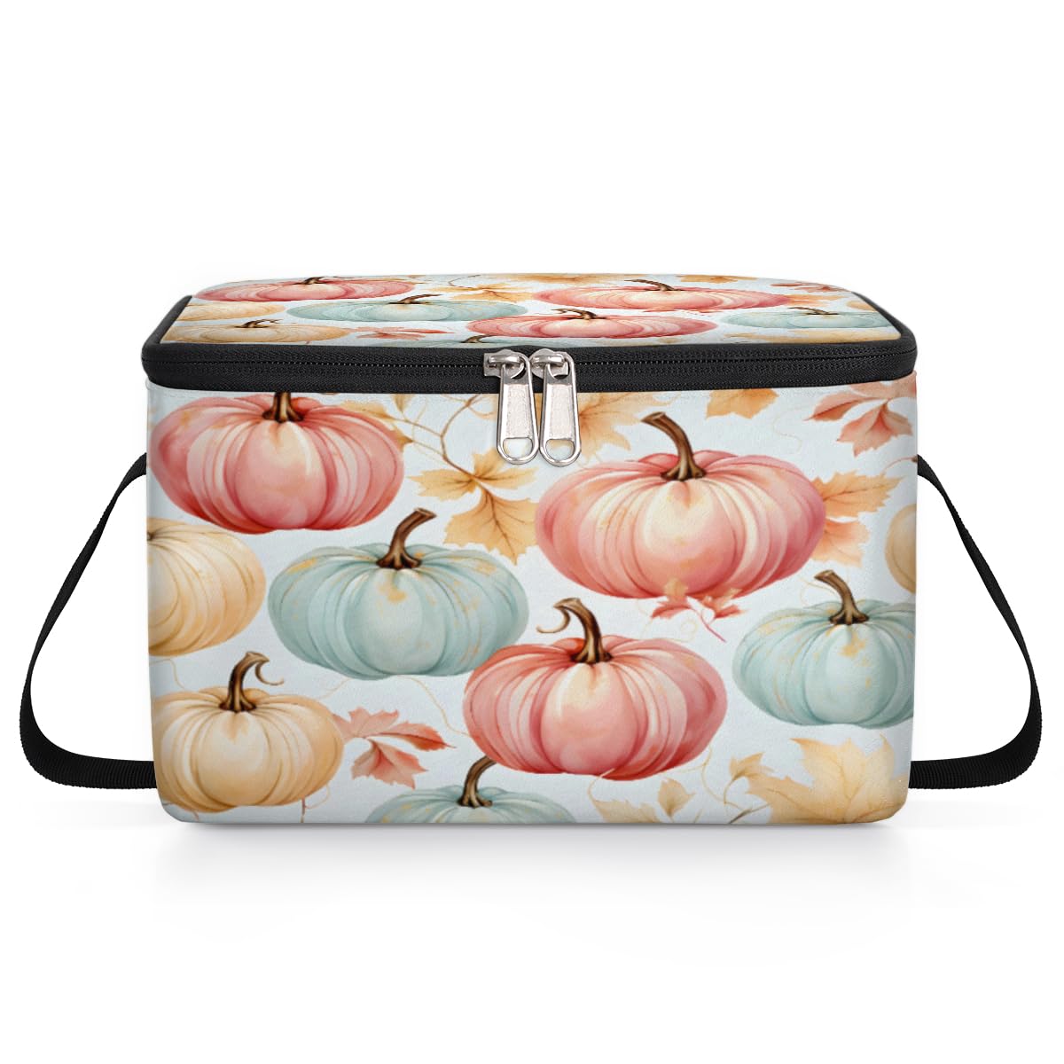 GzLeyigou Harvest Pumpkins Lunch Bags for Women Men 9 Cans, Hot & Cold Food Delivery Bag Insulated Grocery Bag Insulated Lunch Box Cooler Bag for Office Work Picnic Beach