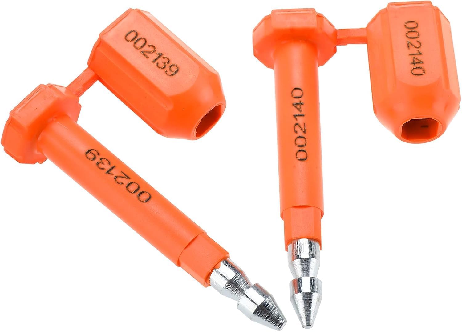 Amarine Made Bolt Seals (100PCS) Shipping Seal with Print Progressive Serial Numbering, Disposable One-Time Use Barrier Seals for Cargo Containers, Truck Trailers, Cargo Shipping Containers (Orange)