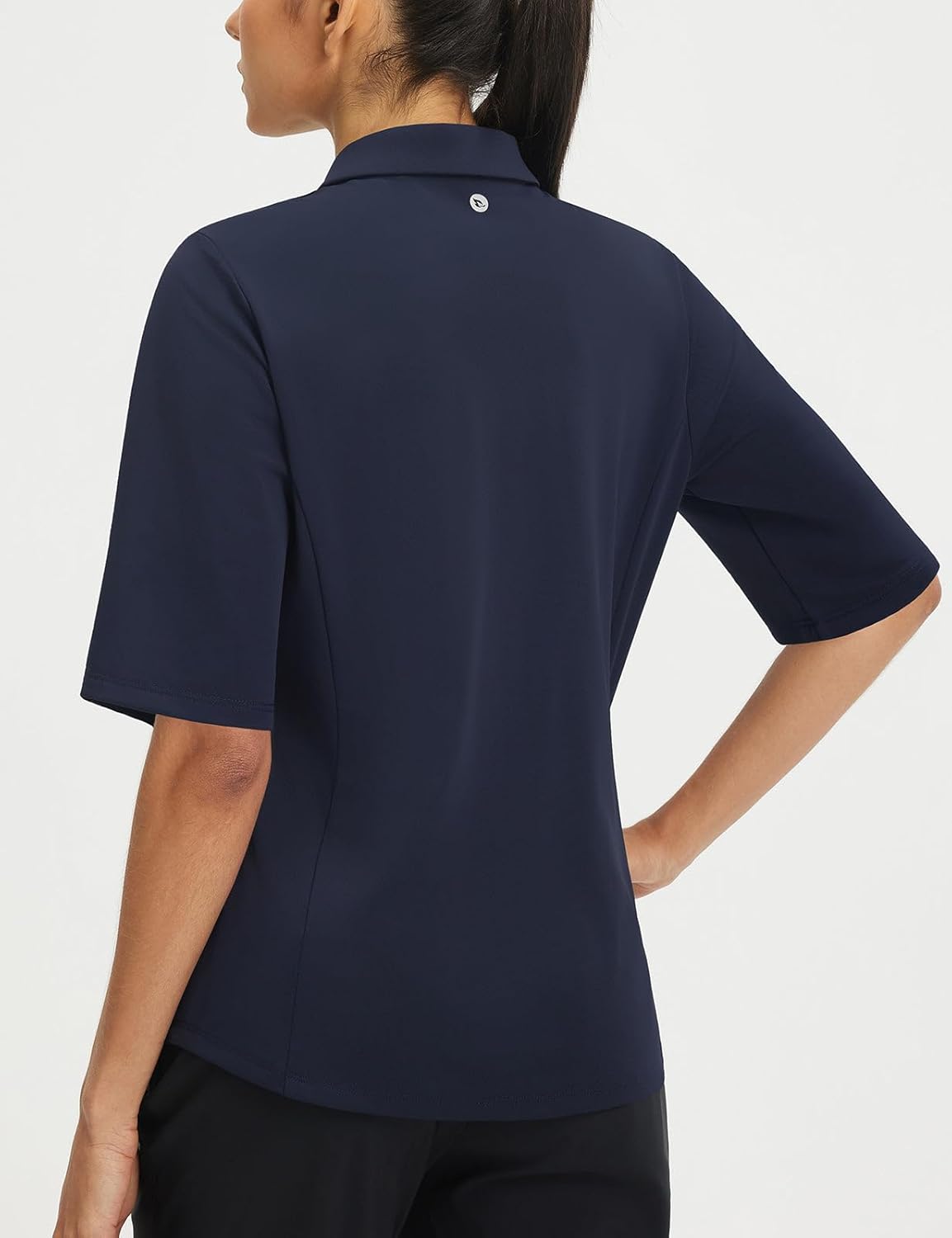 baleaf Womens Half Sleeve Golf Shirts Elbow Length Sleeve Quarter Zip Polo Tops V Neck UPF 50+ Sun Protection Workout - Image 2