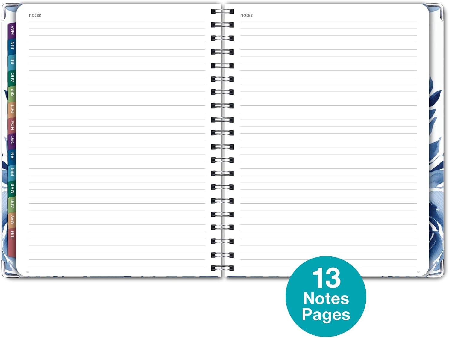 HARDCOVER Academic Year 2026-2027 Planner: 14 Months (May 2026 Through June 2027) 8.5"x 11" Daily Weekly Monthly Planner Yearly Agenda. Bookmark, Pocket Folder and Sticky Note Set (Blue Bloom)
