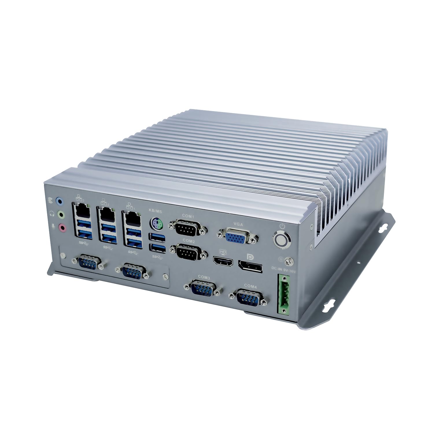 Fanless Industrial Computer, IPC, Mini PC, I3 6100T, IX05, Q170, VGA, DP, HDMI, 6 x COM, 3 x LAN, DC Phoenix, 9 to 36V, 2 x SIM Slot, 32G RAM, 256G SSD, 1TB HDD