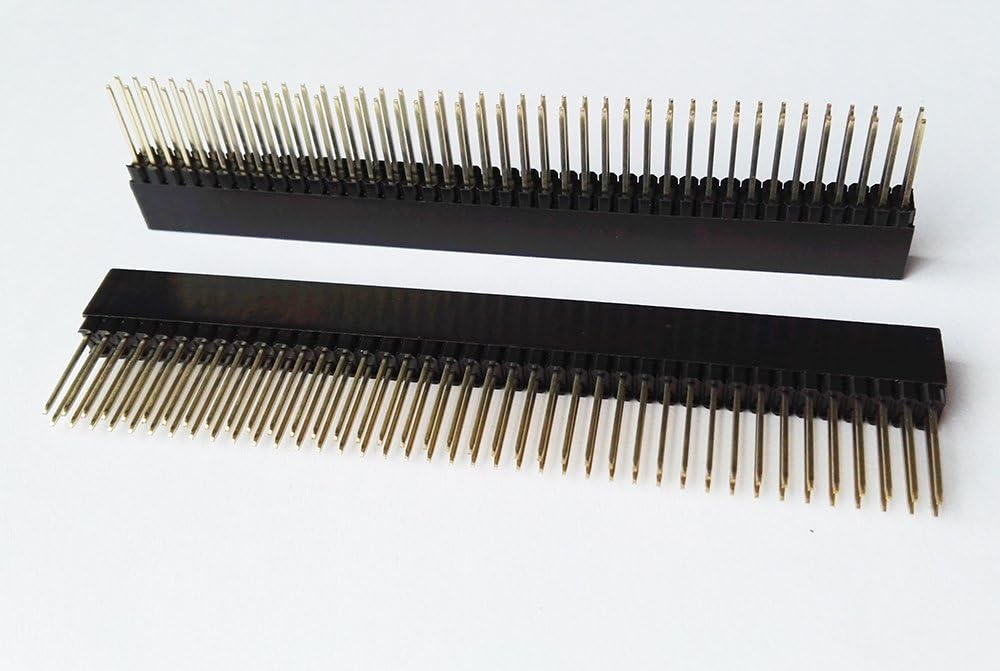 E-Simpo 20pcs PC104 2.54mm Female Header Industrial Header Dual Row Straight Gold-Plated Plastic Height 11mm Long Pin 12mm (2X40P