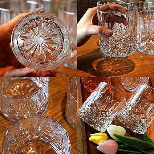 Whiskey Glass Set of 6 Tumbler for Classic Cocktails Premium Crystal Glass Tasting Cups Tall Glass Tumblers for Drinking Bourbon, Scotch, Cocktail, Cognac, Whisky, Large 10oz